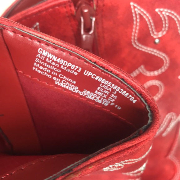 Wonder Nation Red Cowboy Boot Slip On zip ups Size3 Faux  Leather - Picture 7 of 13